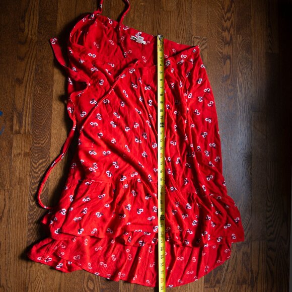 BILLABONG "Dancing Til Dawn Red" Floral Print Midi Wrap Boho Beach Skirt M - Picture 6 of 14